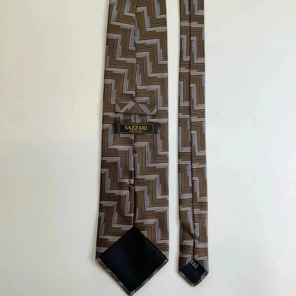 2/$30 VINTAGE Brown Woven Italian Silk Tie Eclectic Grandpa Style - Picture 5 of 11